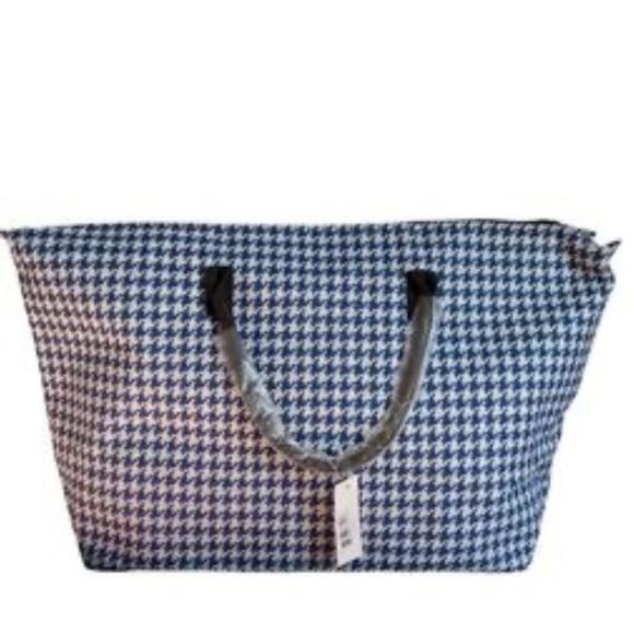 Lulu Dharma Canvas Weekender Tote Vacation Oversized Houndstooth Print Bag - Picture 2 of 4